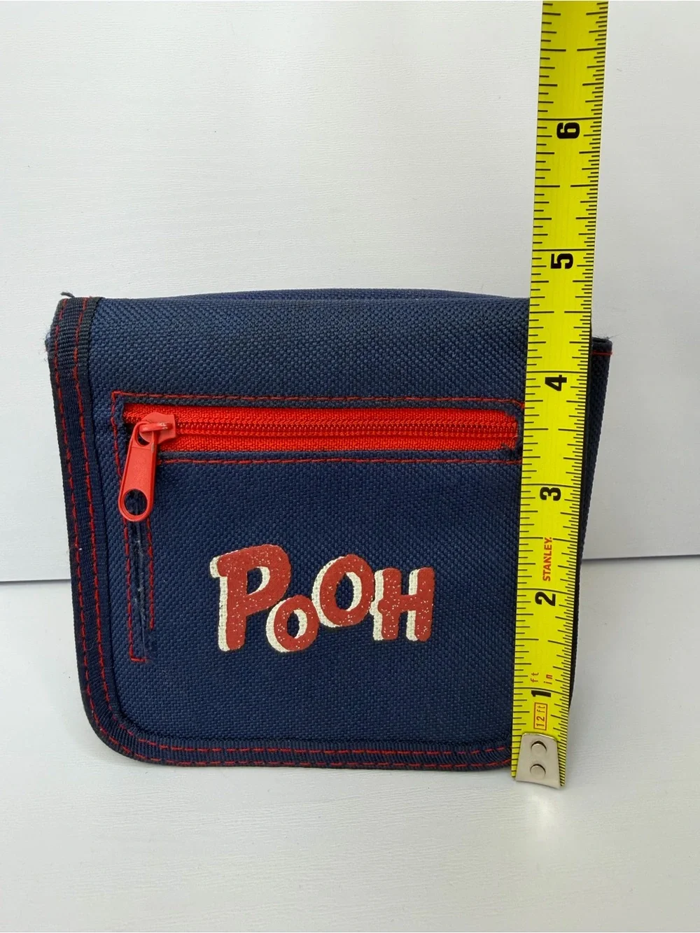 Vintage 90s Disney Winnie the Pooh Navy Blue Canvas Trifold Wallet Zippered